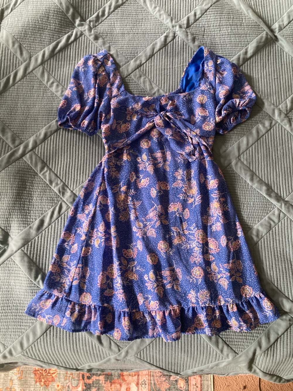 Sienna Sky Blue Floral Mini Dress with Pink & Yellow Accents